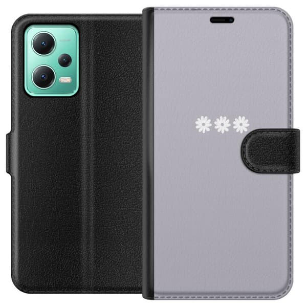 Xiaomi Redmi Note 12 Plånboksfodral Lila Blomminimalism – stilrent blommotiv på lila bakgrund