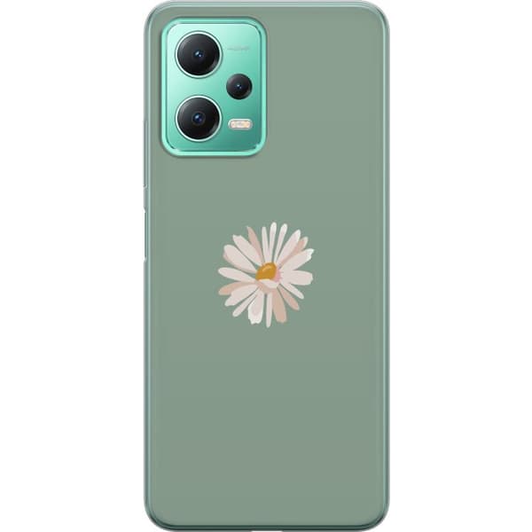 Xiaomi Redmi Note 12 Läpinäkyvä kuori Vihreä Minimalikukka - tyylikäs kukka vihreällä taustalla