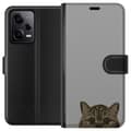 Miniatyrbild 1 av 3: Xiaomi Redmi Note 12 Pro Plånboksfodral Grå Kattblick – stilren kattdesign med grå bakgrund