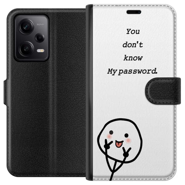 Xiaomi Redmi Note 12 Pro Plånboksfodral You Don’t Know My Password – edgy textmotiv med attityd