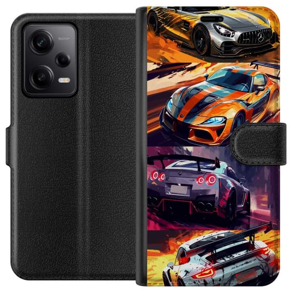 Xiaomi Redmi Note 12 Pro Plånboksfodral Rally Fever – fartfyllt motiv med rallybilar