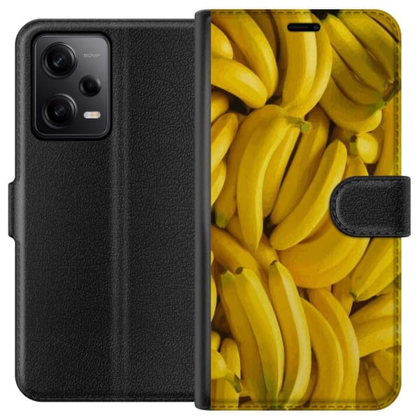Xiaomi Redmi Note 12 Pro Plånboksfodral Banana Pattern – lekfullt mönster med gula bananer