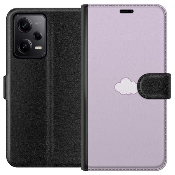 Xiaomi Redmi Note 12 Pro Plånboksfodral Lila Moln – minimalistiskt moln på lila bakgrund