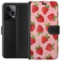 Miniatyrbild 1 av 3: Xiaomi Redmi Note 12 Pro Plånboksfodral Strawberry Dreams – jordgubbsmönster i retrostil