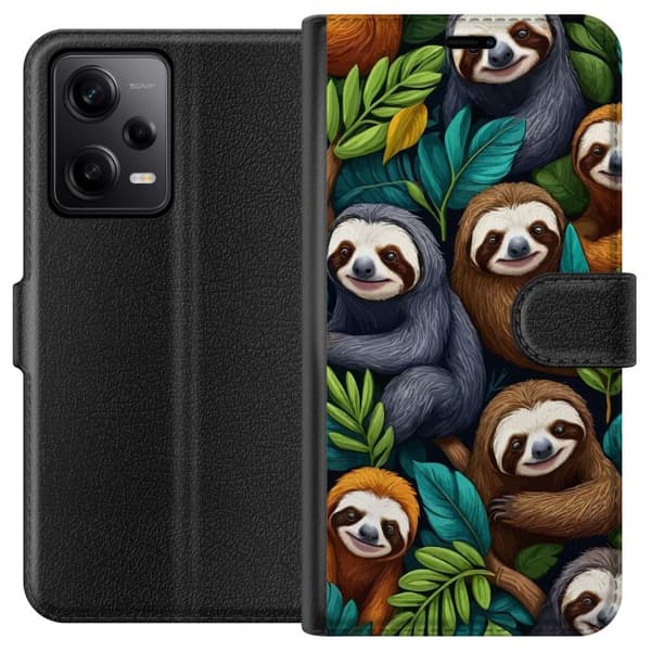 Xiaomi Redmi Note 12 Pro Plånboksfodral Sengångarstil – avslappnat motiv med söt sengångare