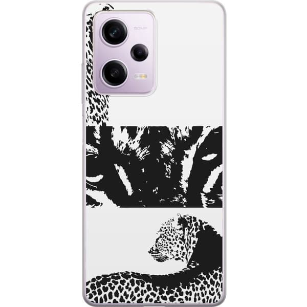 Xiaomi Redmi Note 12 Pro Genomskinligt Skal Leopard Faces – trendigt mönster med leopardansikten