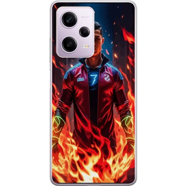 Xiaomi Redmi Note 12 Pro Läpinäkyvä kuori Ronaldo Inferno - jalkapallolegenda liekeissä