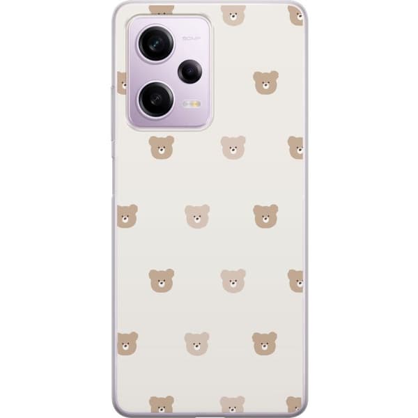 Xiaomi Redmi Note 12 Pro Läpinäkyvä kuori Teddy-tausta - söpöt teddykarhut pehmeällä taustalla