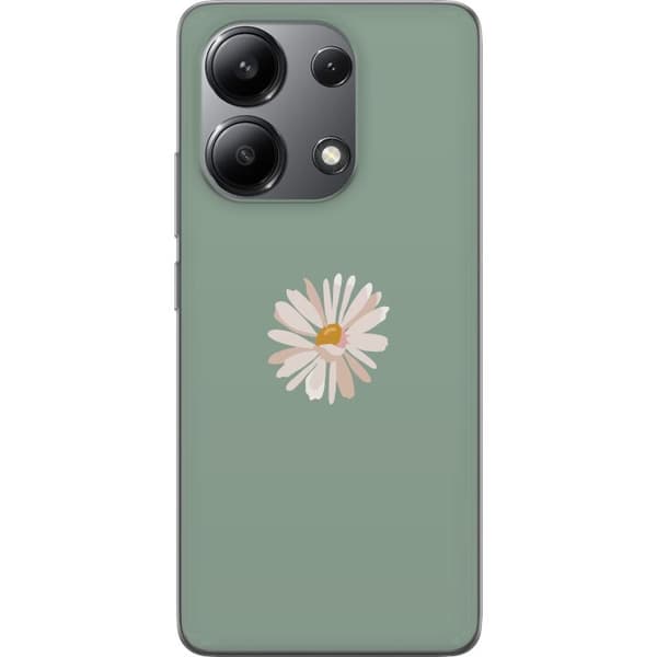 Xiaomi Redmi Note 13 4G Läpinäkyvä kuori Vihreä Minimalikukka - tyylikäs kukka vihreällä taustalla