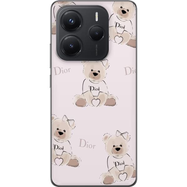 Xiaomi Redmi Note 14 Gjennomsiktig deksel Teddy Dior Vibes - luksuriøs teddybjørn i motestil