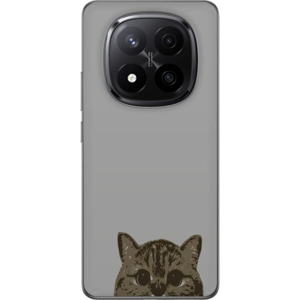Xiaomi Redmi Note 14 Pro+ Gennemsigtig cover Grå Katteblik - stilfuld kat design med grå baggrund