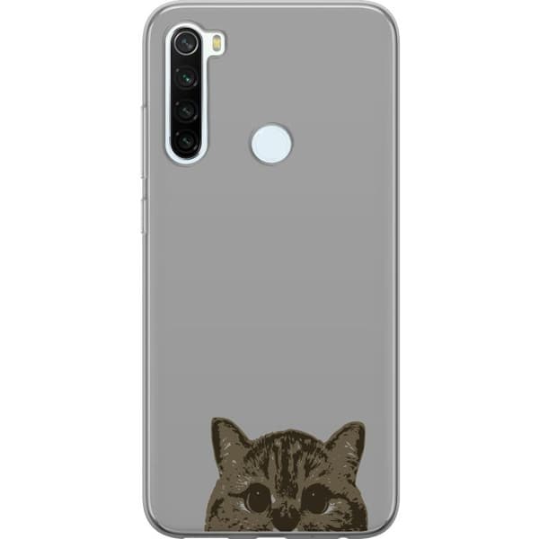 Xiaomi Redmi Note 8 Gjennomsiktig deksel Grå Kattblikk - stilren katte design med grå bakgrunn