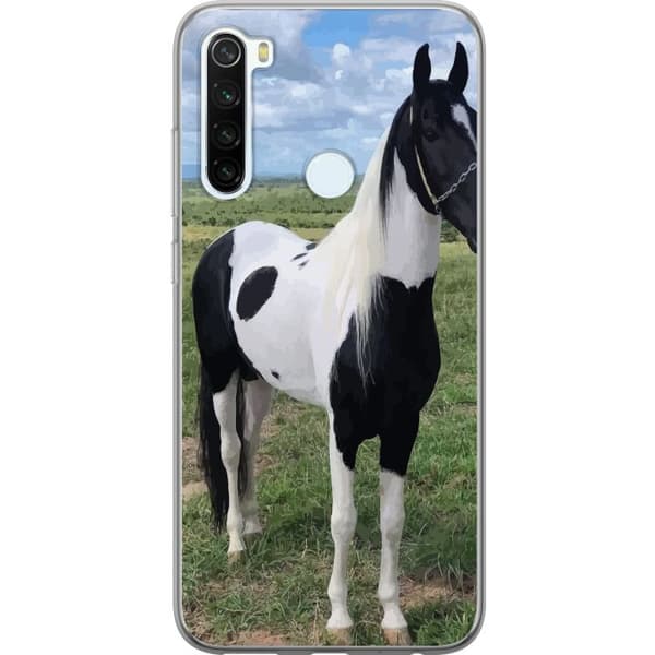 Xiaomi Redmi Note 8 Gennemsigtig cover Hestemagi - stiliseret hest i en rolig farveskala