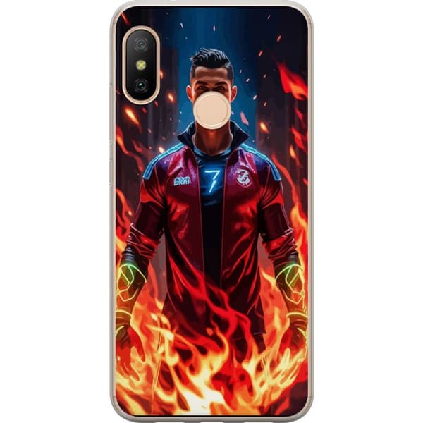 Xiaomi Redmi 6 Pro Gjennomsiktig deksel Ronaldo Inferno - fotballhelt i flammer