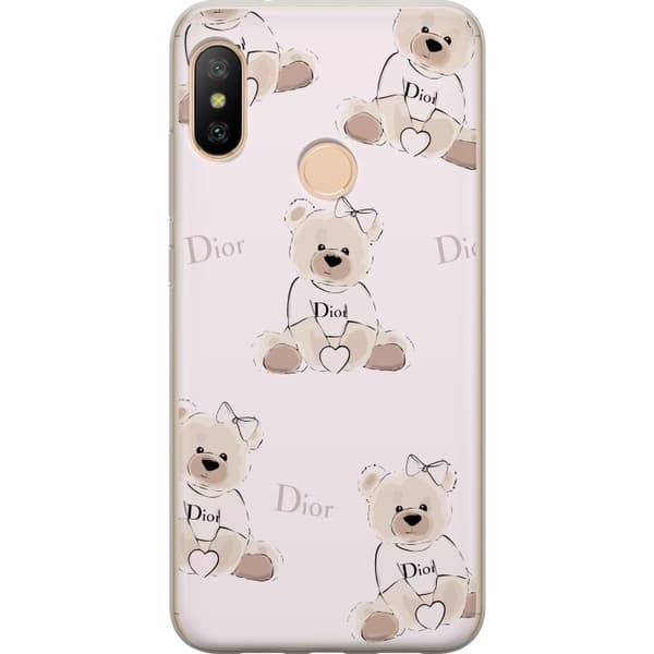 Xiaomi Redmi 6 Pro Gjennomsiktig deksel Teddy Dior Vibes - luksuriøs teddybjørn i motestil
