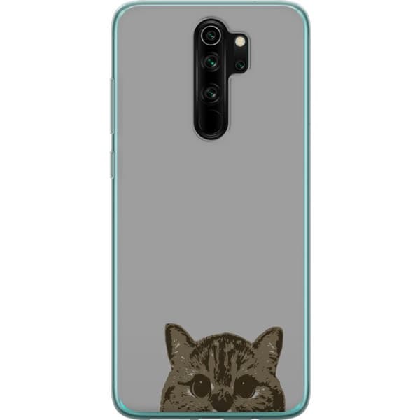 Xiaomi Redmi Note 8 Pro Läpinäkyvä kuori Harmaa kissan katse - tyylikäs kissa suunnittelu harmaalla taustalla