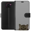 Miniatyrbillede 1 af 3: Xiaomi Redmi Note 9 Tegnebogsetui Grå Katteblik - stilfuld kat design med grå baggrund