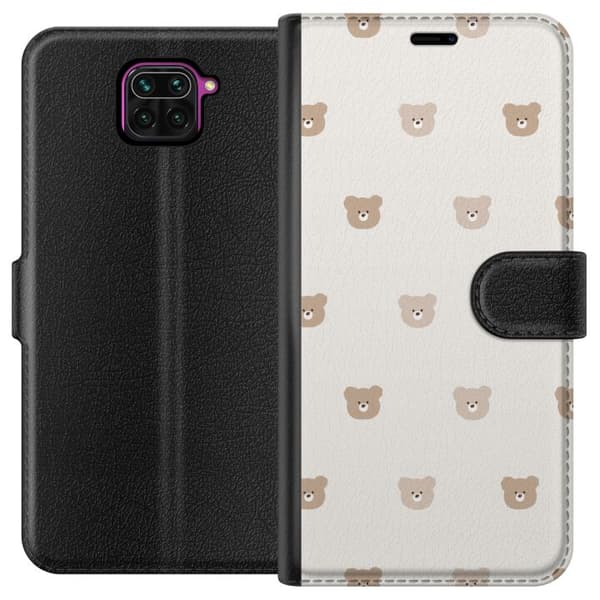 Xiaomi Redmi Note 9 Plånboksfodral Teddy Background – gulliga nallar mot mjuk bakgrund