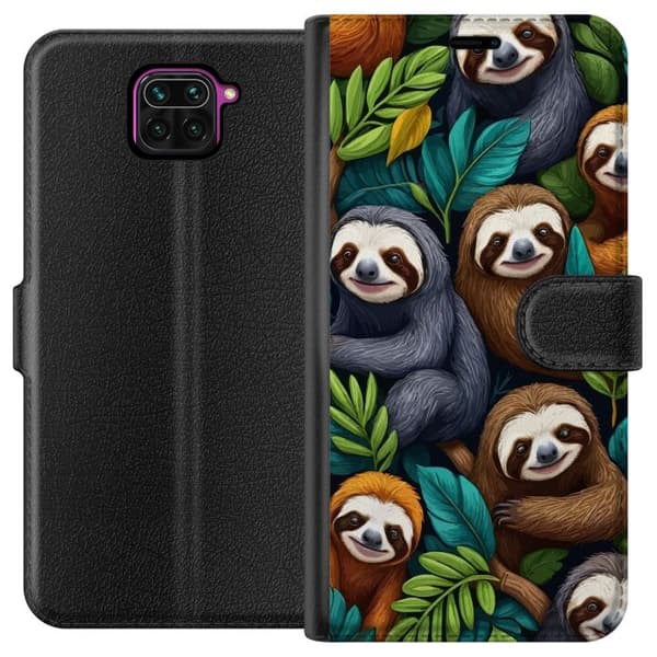 Xiaomi Redmi Note 9 Tegnebogsetui Sengångarstil - afslappet motiv med sød dovendyr
