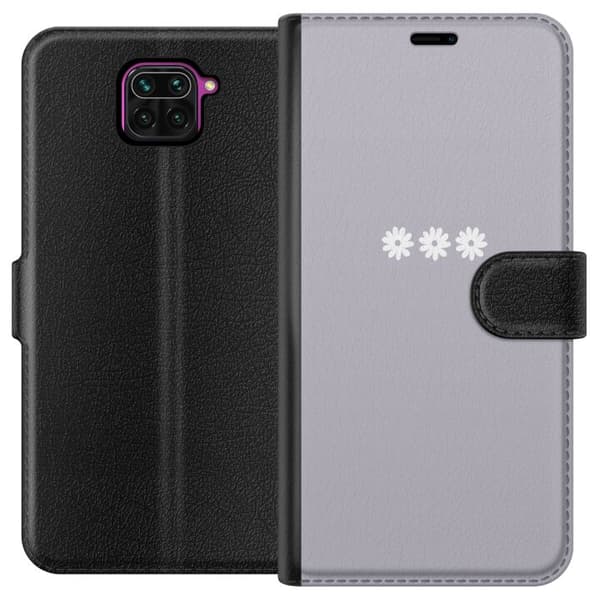 Xiaomi Redmi Note 9 Tegnebogsetui Lilla Blomminimalisme - stilfuldt blomstermotiv på lilla baggrund