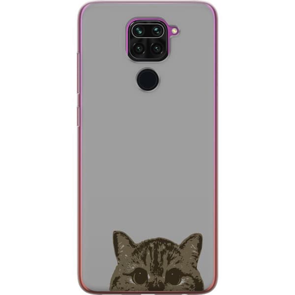 Xiaomi Redmi Note 9 Gennemsigtig cover Grå Katteblik - stilfuld kat design med grå baggrund