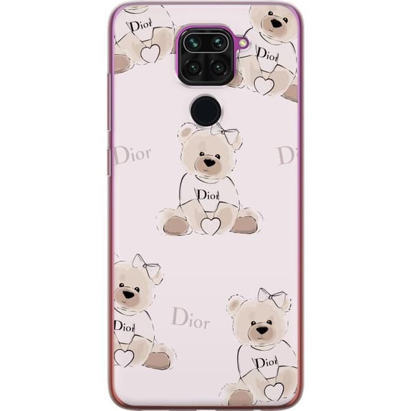 Xiaomi Redmi Note 9 Gennemsigtig cover Teddy Dior Vibes - luksuriøs bamse i modetil