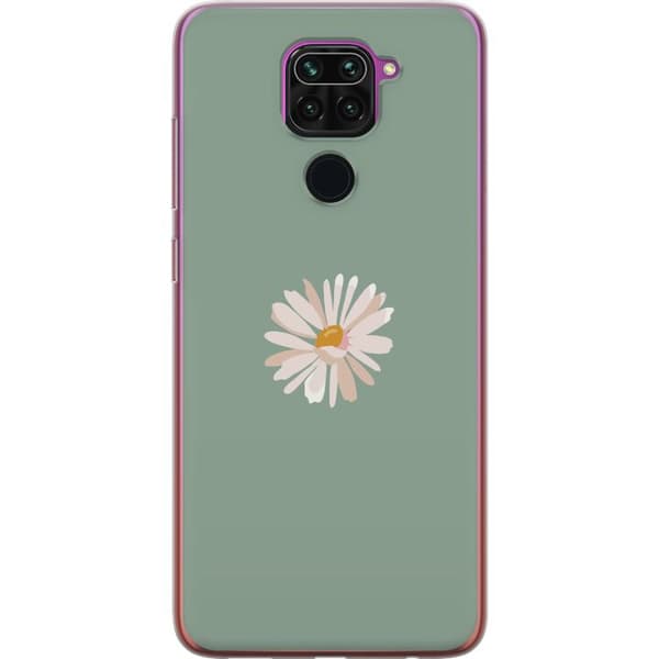 Xiaomi Redmi Note 9 Läpinäkyvä kuori Vihreä Minimalikukka - tyylikäs kukka vihreällä taustalla