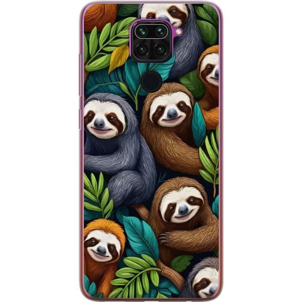 Xiaomi Redmi Note 9 Läpinäkyvä kuori Sengångarstil - rentoutunut muotoilu söpöllä laiskiaalla