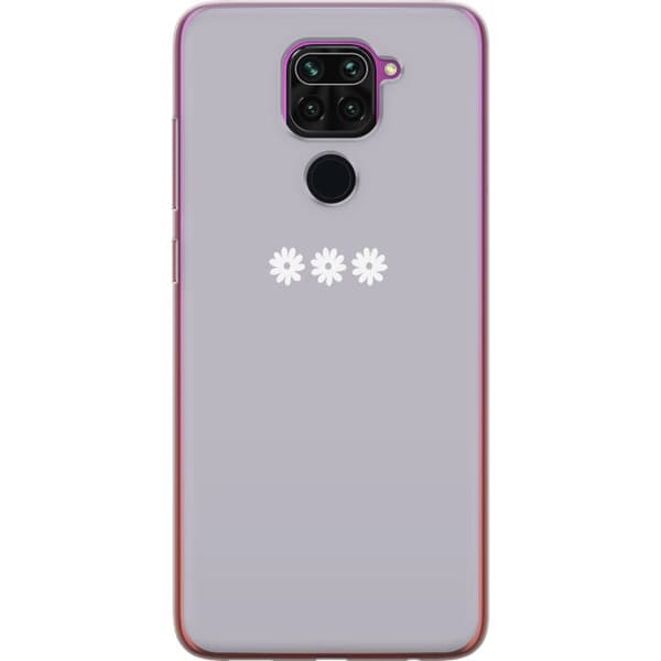 Xiaomi Redmi Note 9 Gennemsigtig cover Lilla Blomminimalisme - stilfuldt blomstermotiv på lilla baggrund