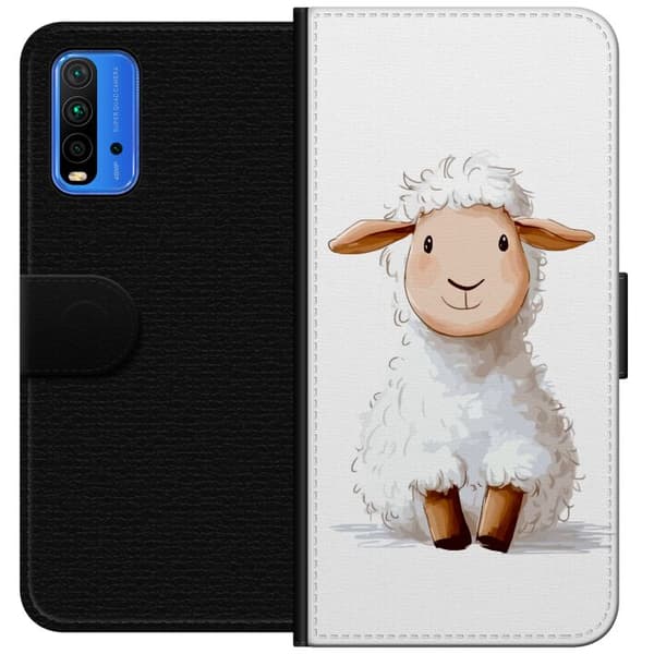 Xiaomi Redmi Note 9 4G Lompakkokotelo Suloinen Lammas - lasten ja vauvan tuotteita sarjakuvatyyliin