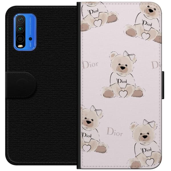Xiaomi Redmi Note 9 4G Tegnebogsetui Teddy Dior Vibes - luksuriøs bamse i modetil