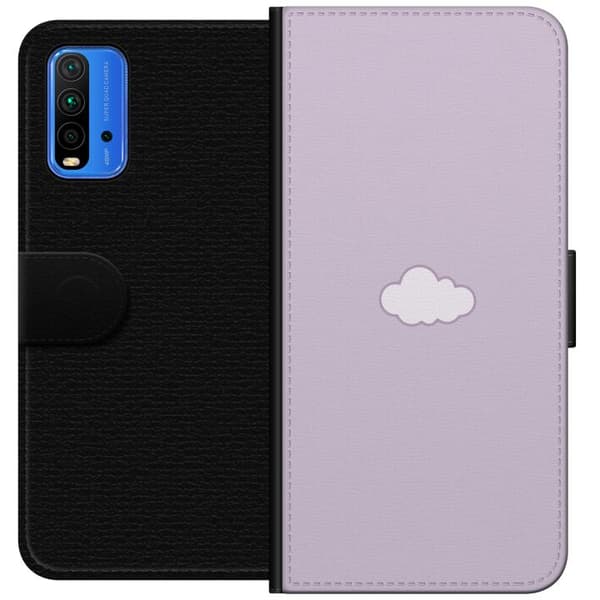 Xiaomi Redmi Note 9 4G Tegnebogsetui Lilla Sky - minimalistisk sky på lilla baggrund