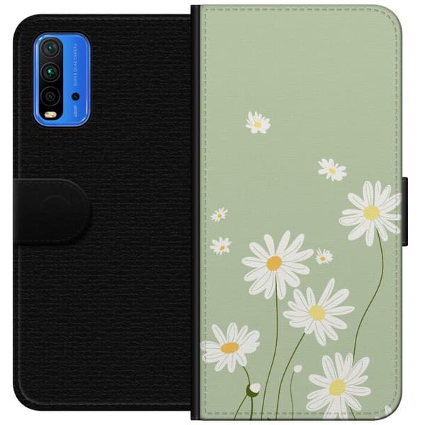 Xiaomi Redmi Note 9 4G Lompakkokotelo Papukaijanpaparit - kukallinen kuviointi ruotsalaiseen kesätyyliin