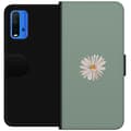 Pikkukuva 1 / 3: Xiaomi Redmi Note 9 4G Lompakkokotelo Vihreä Minimalikukka - tyylikäs kukka vihreällä taustalla