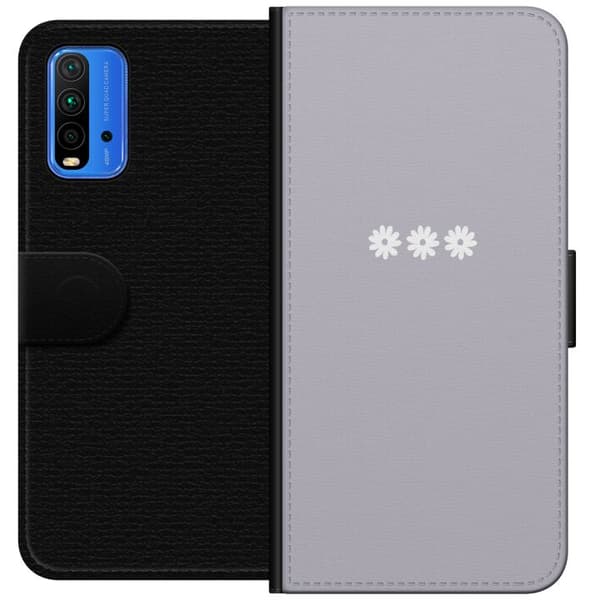 Xiaomi Redmi Note 9 4G Lompakkokotelo Lila Blomminimalismi - tyylikäs kukkakuva lila taustalla