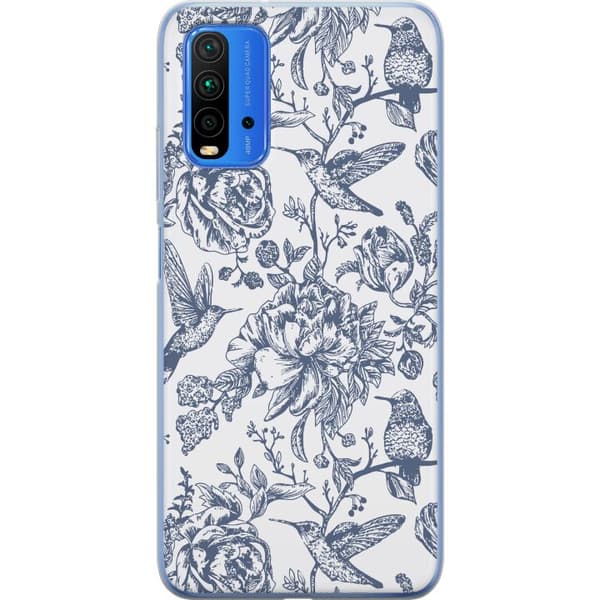Xiaomi Redmi Note 9 4G Läpinäkyvä kuori Kukat & Linnut - Romanttinen Vintage-tyylinen Kuviointi