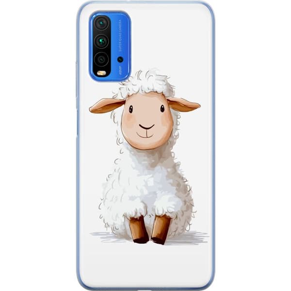Xiaomi Redmi Note 9 4G Gennemsigtig cover Sødt Lamm - tegneseriestil til børn og babyprodukter