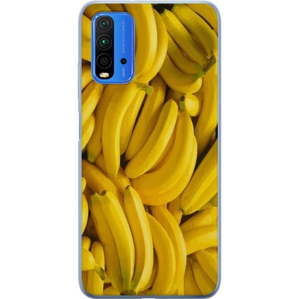 Xiaomi Redmi Note 9 4G Gennemsigtig cover Banan mønster