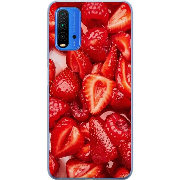 Xiaomi Redmi Note 9 4G Läpinäkyvä kuori Mansikkakuviointi - makea motiivi kesäfiiliksellä