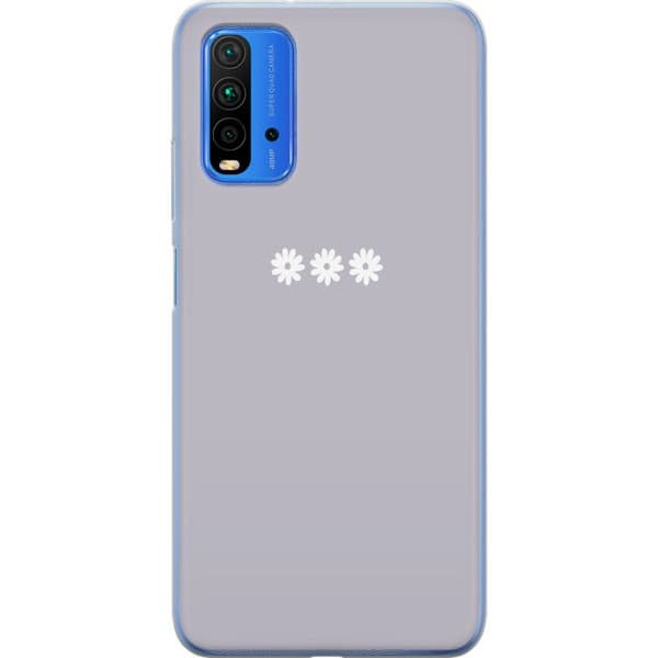 Xiaomi Redmi Note 9 4G Genomskinligt Skal Lila Blomminimalism – stilrent blommotiv på lila bakgrund