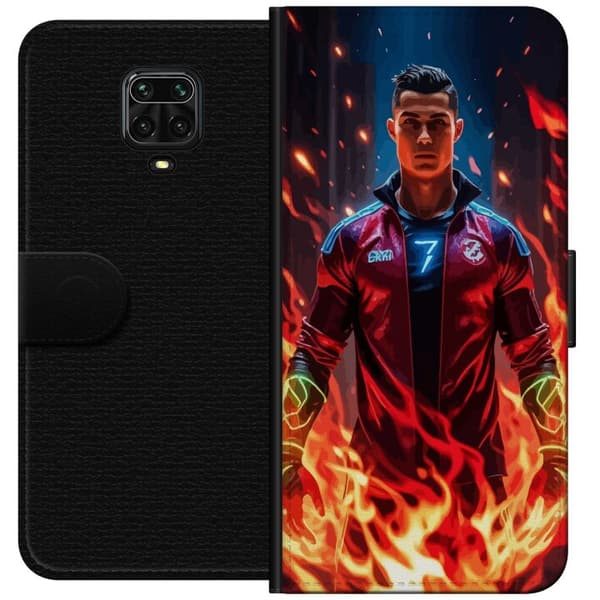 Xiaomi Redmi Note 9S Lompakkokotelo Ronaldo Inferno - jalkapallolegenda liekeissä