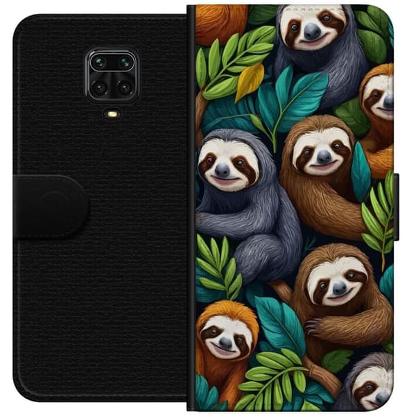 Xiaomi Redmi Note 9S Tegnebogsetui Sengångarstil - afslappet motiv med sød dovendyr