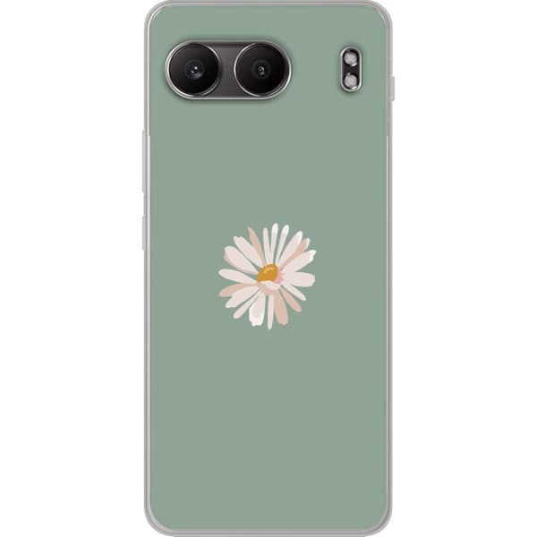 OnePlus Nord 4 Gjennomsiktig deksel Grønn Minimalblomst - stilren blomst på grønn bakgrunn