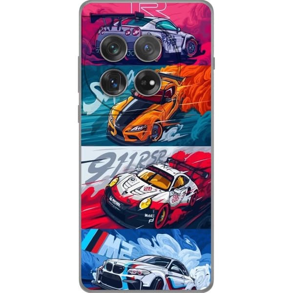 OnePlus 12 Gennemsigtig cover Hurtige Biler - Tegnet Mønster med Action