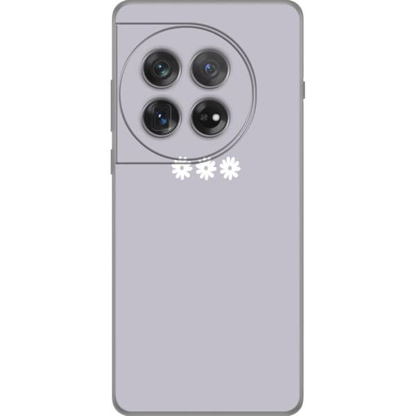 OnePlus 12 Gennemsigtig cover Lilla Blomminimalisme - stilfuldt blomstermotiv på lilla baggrund