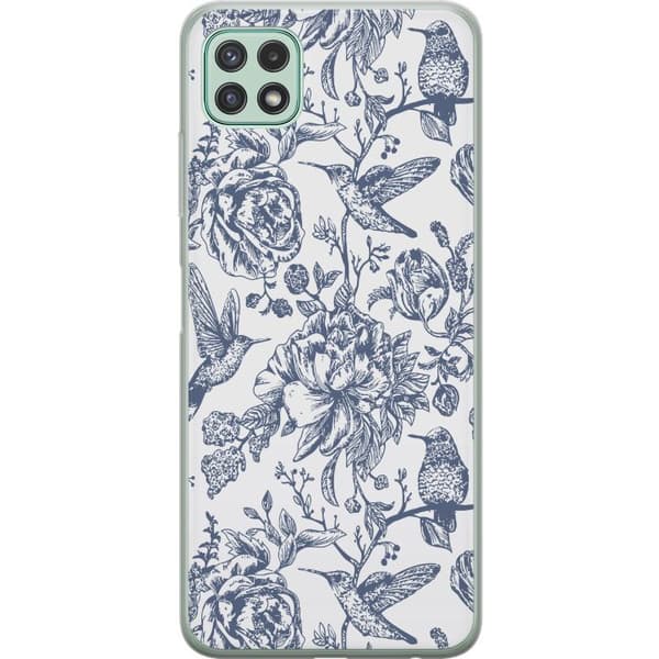 Samsung Galaxy A22 5G Genomskinligt Skal Blomster & Fåglar – romantiskt mönster i vintage-stil
