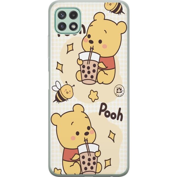 Samsung Galaxy A22 5G Läpinäkyvä kuori Nalle Pooh - klassinen karhumotiivi uudessa tulkinnassa