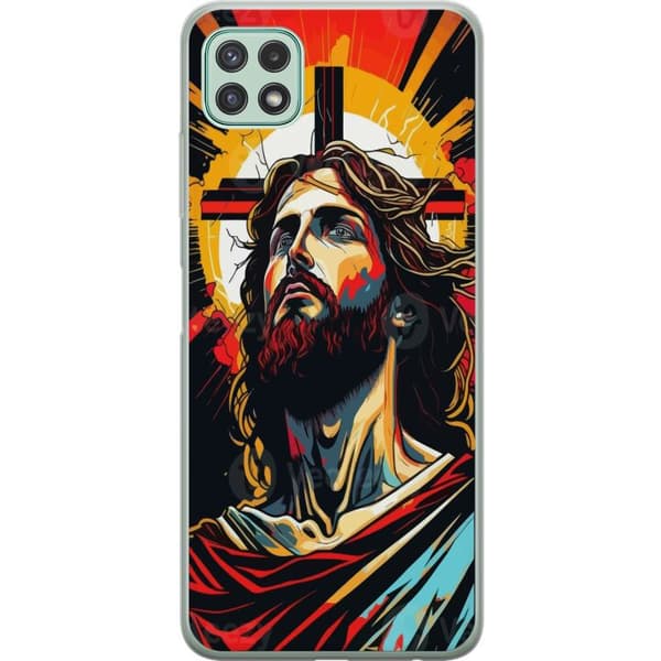 Samsung Galaxy A22 5G Läpinäkyvä kuori Jeesus ja Kortti - uskonnollinen motiivi syvällä symboliikalla