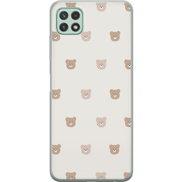 Samsung Galaxy A22 5G Genomskinligt Skal Teddy Background – gulliga nallar mot mjuk bakgrund