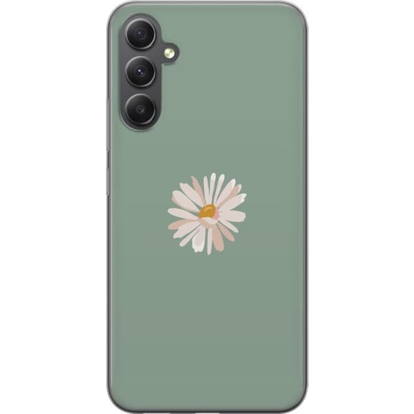 Samsung Galaxy A25 Gjennomsiktig deksel Grønn Minimalblomst - stilren blomst på grønn bakgrunn